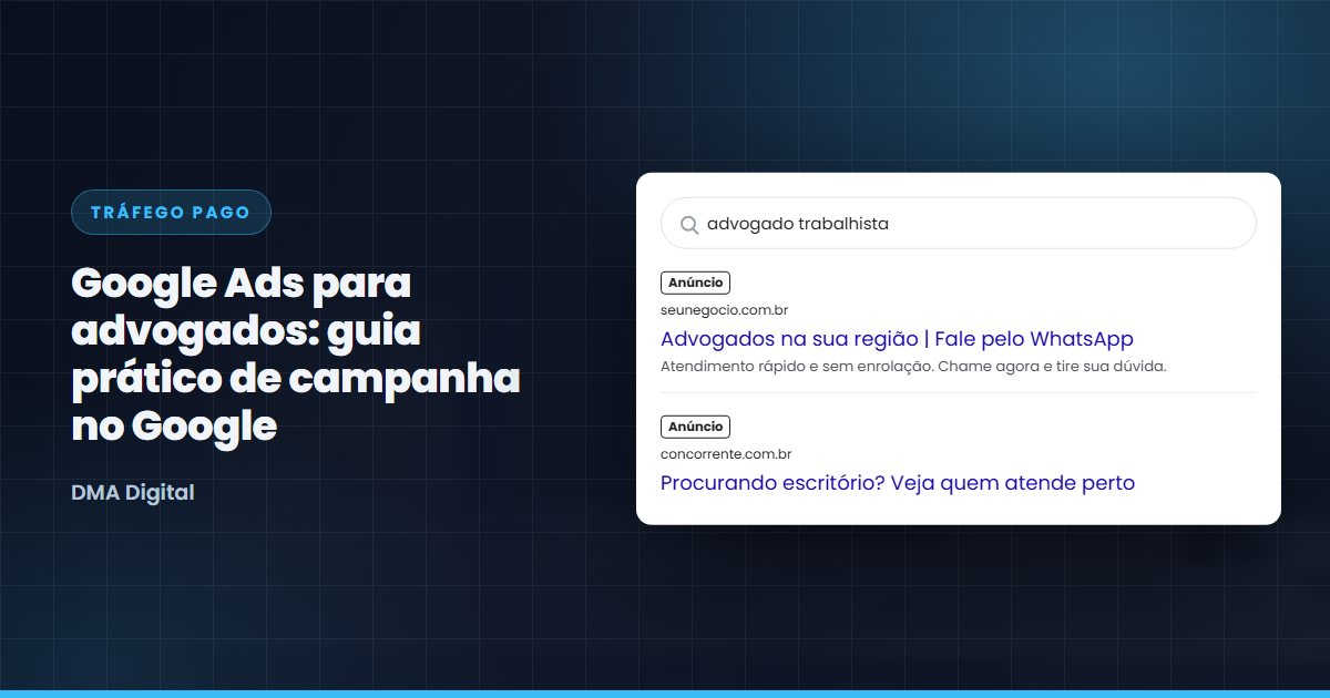 Advogado usando notebook para configurar campanha no Google Ads